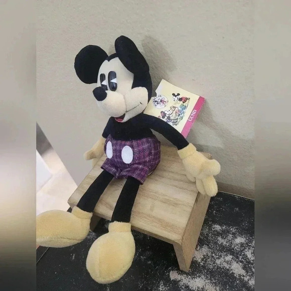 Vintage VTG Gund Mickey and Co 10" Plush Bean Bottom Mickey Mouse Plaid Shorts w - Picture 2 of 6